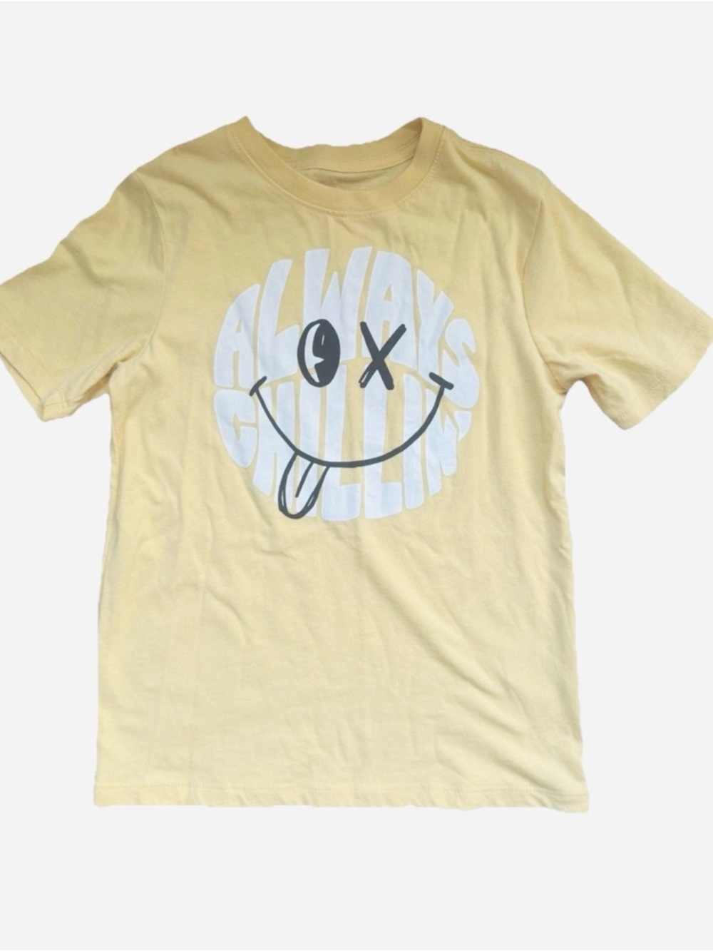 wonder nation Kids’ Sz M(8) Yellow Graphic 'Always Chillin' Tee T-Shirt NWOT